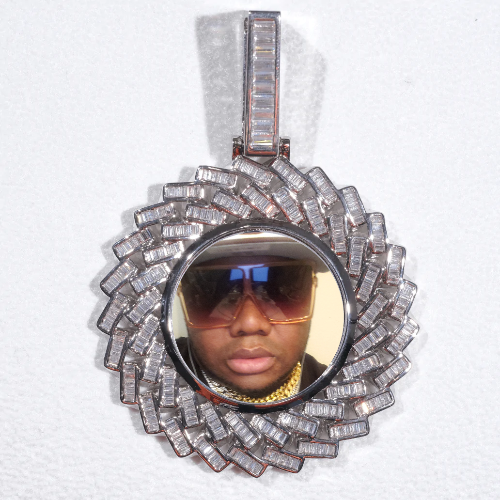 Large 3D Baguette Custom Picture Pendant