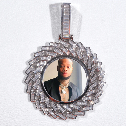 Large 3D Baguette Custom Picture Pendant