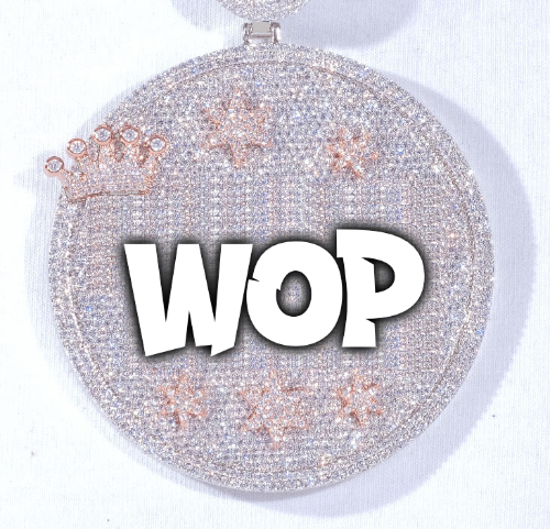 CUSTOM LETTER NECKLACE 3D BIG CROWN DISC