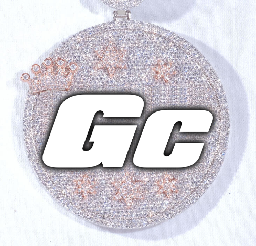 CUSTOM LETTER NECKLACE 3D BIG CROWN DISC
