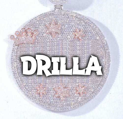 CUSTOM LETTER NECKLACE 3D BIG CROWN DISC