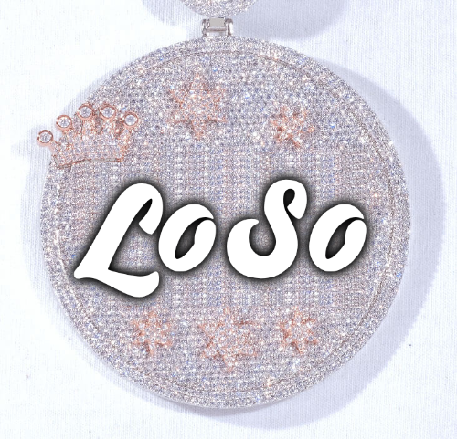 CUSTOM LETTER NECKLACE 3D BIG CROWN DISC