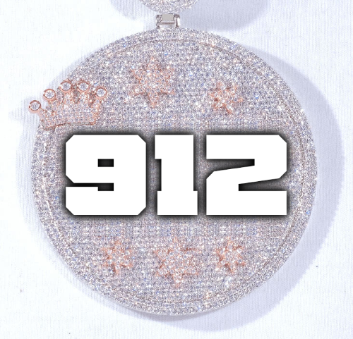 CUSTOM LETTER NECKLACE 3D BIG CROWN DISC