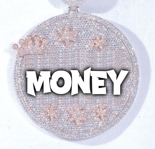 CUSTOM LETTER NECKLACE 3D BIG CROWN DISC