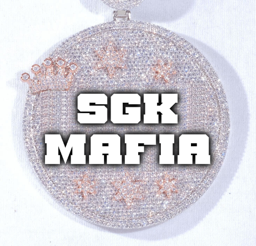 CUSTOM LETTER NECKLACE 3D BIG CROWN DISC
