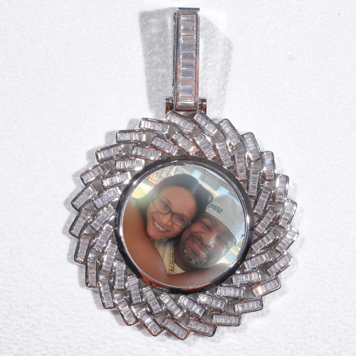 Large 3D Baguette Custom Picture Pendant