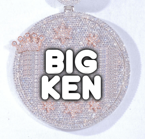 CUSTOM LETTER NECKLACE 3D BIG CROWN DISC