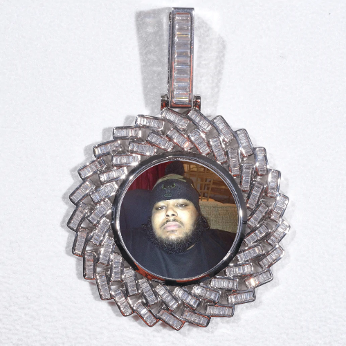Large 3D Baguette Custom Picture Pendant