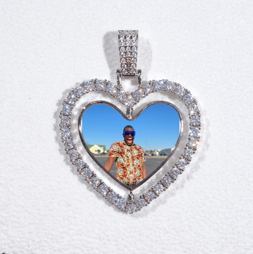3D Spinning 2-Faced Heart Custom Picture Pendant