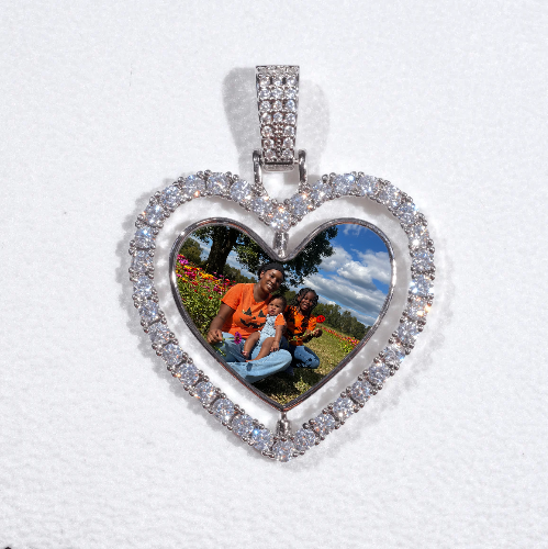 3D Spinning 2-Faced Heart Custom Picture Pendant