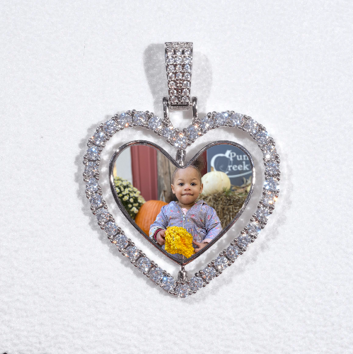 3D Spinning 2-Faced Heart Custom Picture Pendant