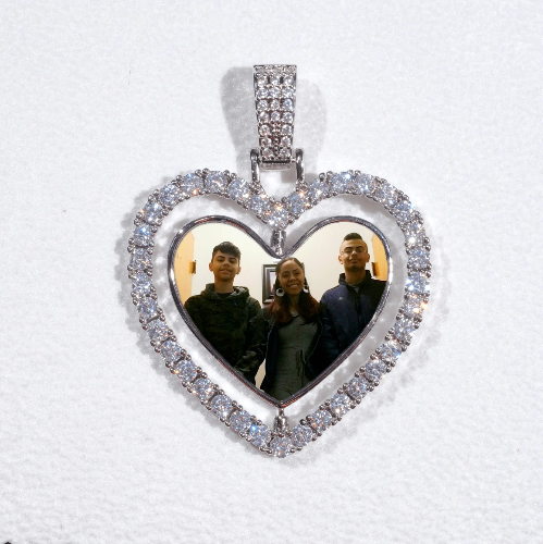 3D Spinning 2-Faced Heart Custom Picture Pendant