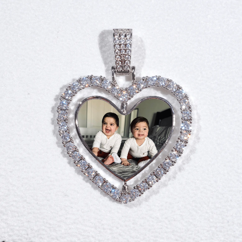 3D Spinning 2-Faced Heart Custom Picture Pendant