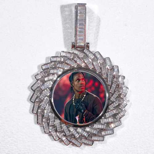 Large 3D Baguette Custom Picture Pendant