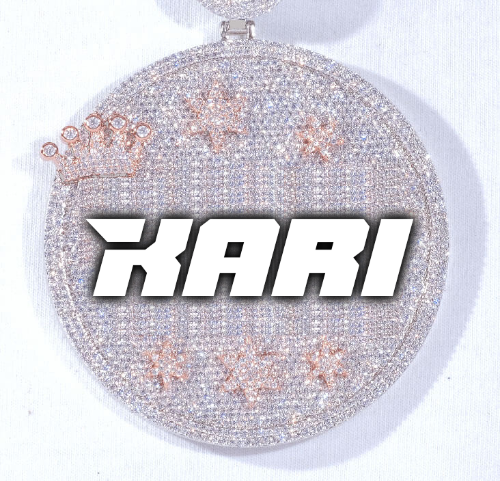 CUSTOM LETTER NECKLACE 3D BIG CROWN DISC