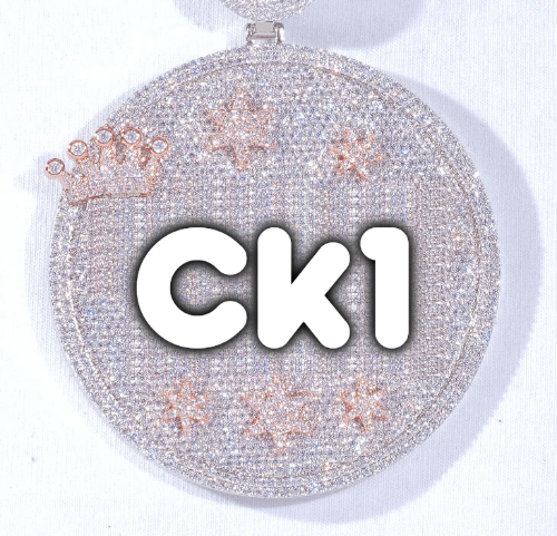 CUSTOM LETTER NECKLACE 3D BIG CROWN DISC