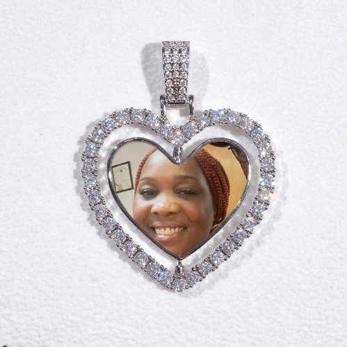 3D Spinning 2-Faced Heart Custom Picture Pendant