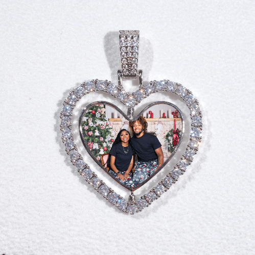 3D Spinning 2-Faced Heart Custom Picture Pendant