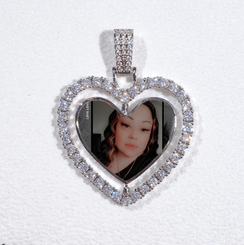 3D Spinning 2-Faced Heart Custom Picture Pendant