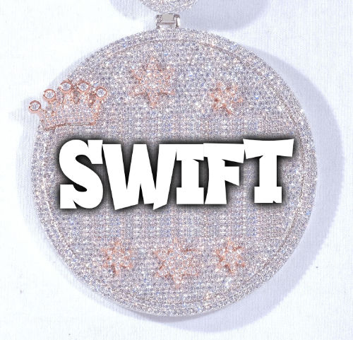CUSTOM LETTER NECKLACE 3D BIG CROWN DISC