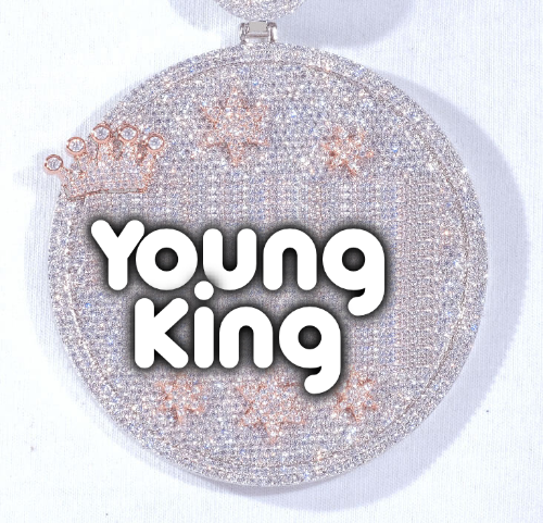 CUSTOM LETTER NECKLACE 3D BIG CROWN DISC