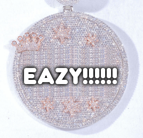 CUSTOM LETTER NECKLACE 3D BIG CROWN DISC