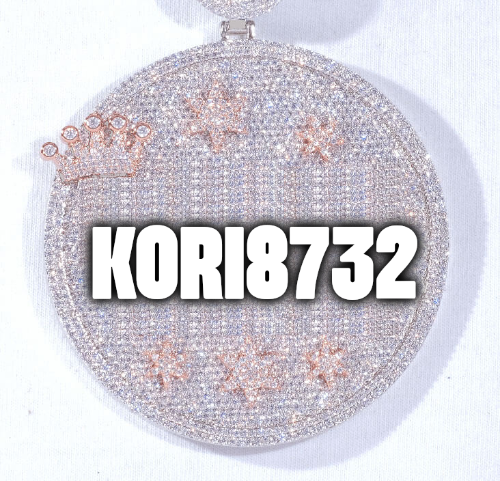 CUSTOM LETTER NECKLACE 3D BIG CROWN DISC