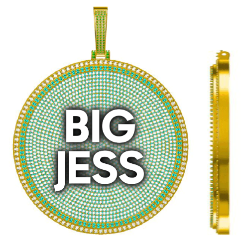 CUSTOM LETTER NECKLACE 3D BIG DISC