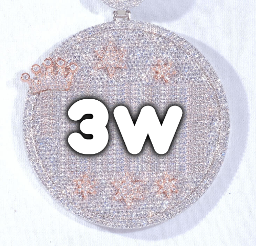 CUSTOM LETTER NECKLACE 3D BIG CROWN DISC