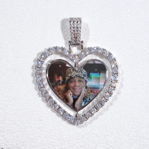 3D Spinning 2-Faced Heart Custom Picture Pendant