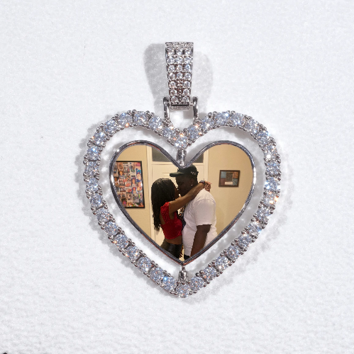 3D Spinning 2-Faced Heart Custom Picture Pendant