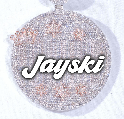 CUSTOM LETTER NECKLACE 3D BIG CROWN DISC