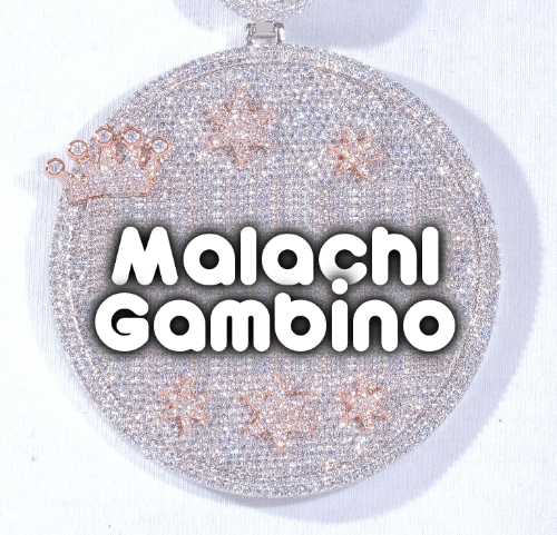 CUSTOM LETTER NECKLACE 3D BIG CROWN DISC