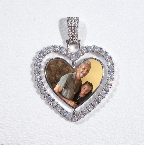 3D Spinning 2-Faced Heart Custom Picture Pendant