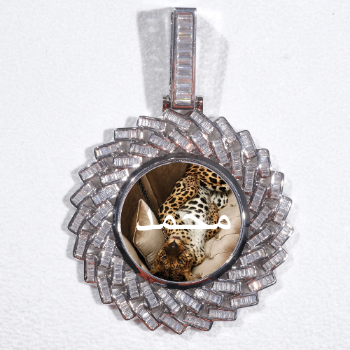 Large 3D Baguette Custom Picture Pendant