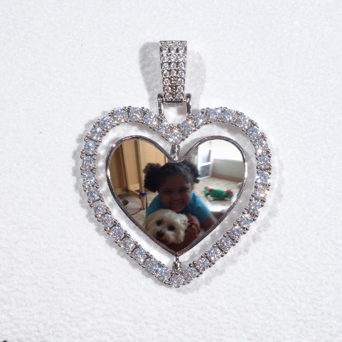 3D Spinning 2-Faced Heart Custom Picture Pendant