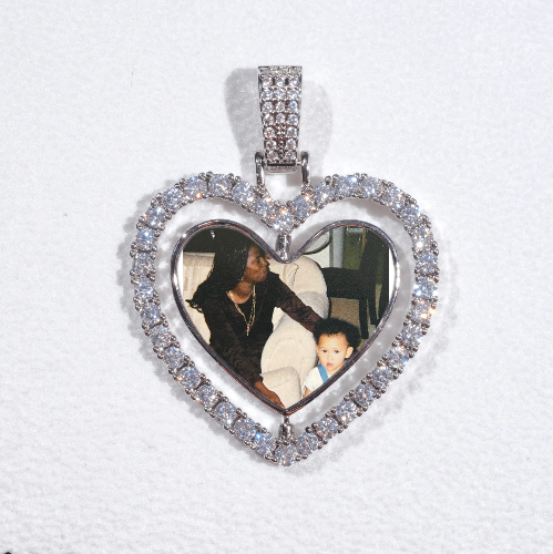3D Spinning 2-Faced Heart Custom Picture Pendant
