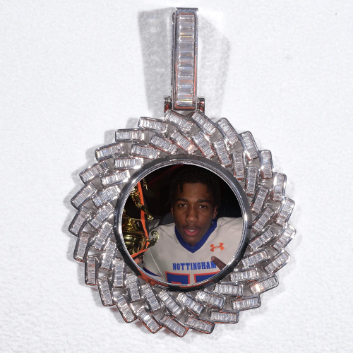 Large 3D Baguette Custom Picture Pendant