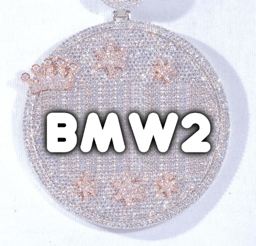 CUSTOM LETTER NECKLACE 3D BIG CROWN DISC
