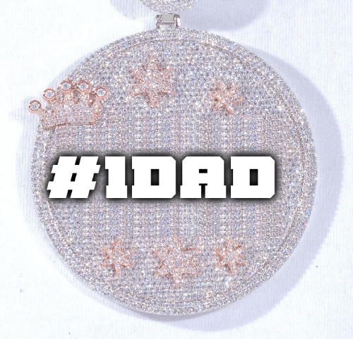 CUSTOM LETTER NECKLACE 3D BIG CROWN DISC