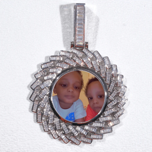 Large 3D Baguette Custom Picture Pendant