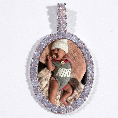 Large 3D Oval Custom Picture Pendant