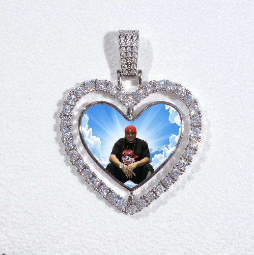 3D Spinning 2-Faced Heart Custom Picture Pendant
