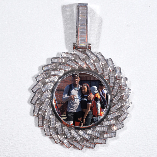 Large 3D Baguette Custom Picture Pendant