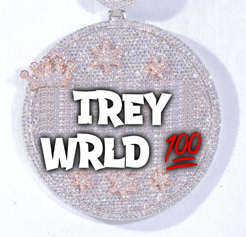 CUSTOM LETTER NECKLACE 3D BIG CROWN DISC
