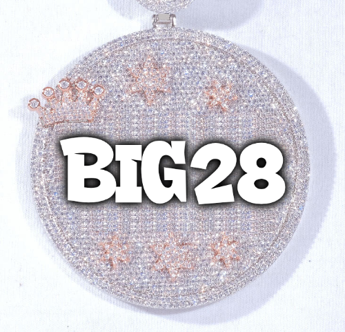 CUSTOM LETTER NECKLACE 3D BIG CROWN DISC