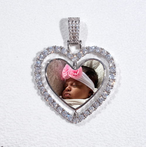 3D Spinning 2-Faced Heart Custom Picture Pendant
