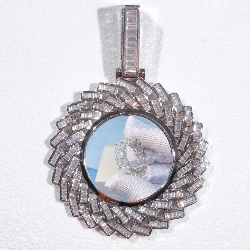 Large 3D Baguette Custom Picture Pendant