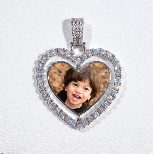 3D Spinning 2-Faced Heart Custom Picture Pendant