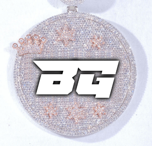 CUSTOM LETTER NECKLACE 3D BIG CROWN DISC